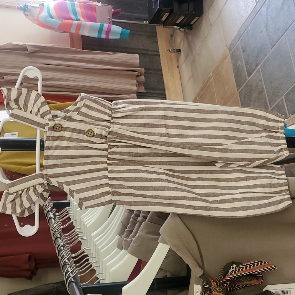 Girls Cotton Striped Overalls